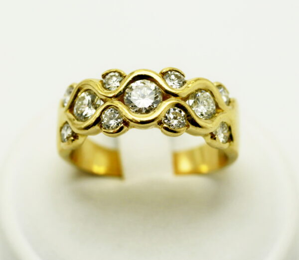 Diamond beaded ring - 750‰ yellow gold - Image 3