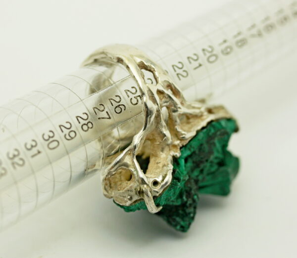 Natural fibrous malachite ring - 925 ‰ silver - Image 4