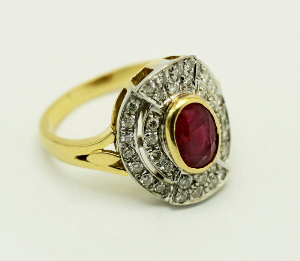 White/yellow ruby and diamond ring - 750‰ gold - Image 3