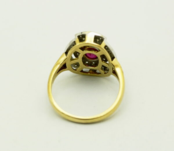 White/yellow ruby and diamond ring - 750‰ gold - Image 4