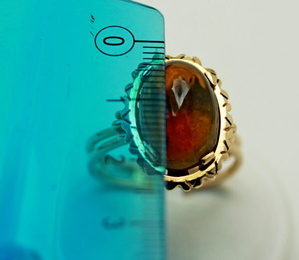 Vintage central amber oval cabochon ring - 750‰ yellow gold - Image 7