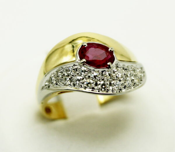 Ruby and diamond gold ring - 750‰ gold - Image 2