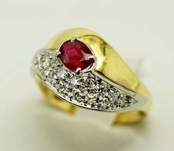 Ruby and diamond gold ring - 750‰ gold - Image 3