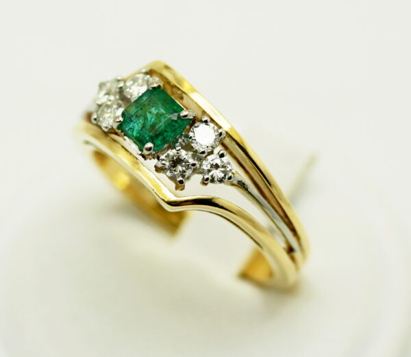 Columbia emerald and diamond gold ring - 750‰ gold - Image 2