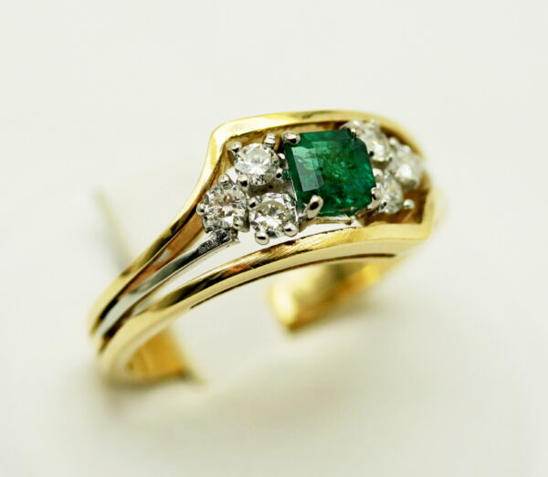 Columbia emerald and diamond gold ring - 750‰ gold - Image 3