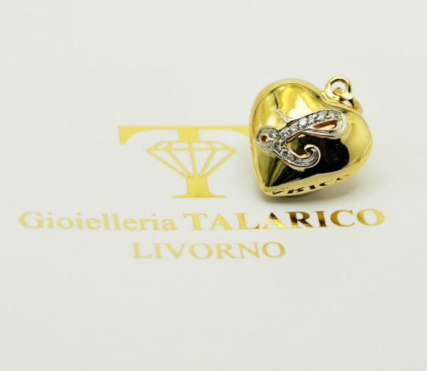 Gold Heart and Diamond Letter L Pendant- 750‰ gold