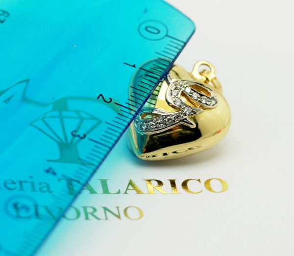 Gold and diamond heart pendant- 750‰ gold - Letter G - Image 2