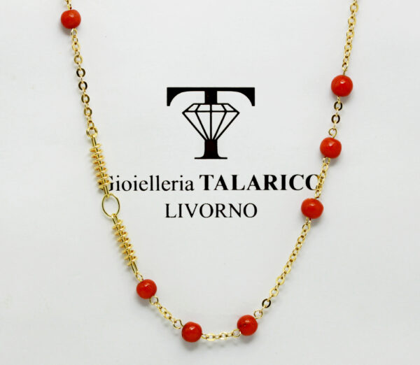 Mediterranean coral bead necklace - K.18 gold