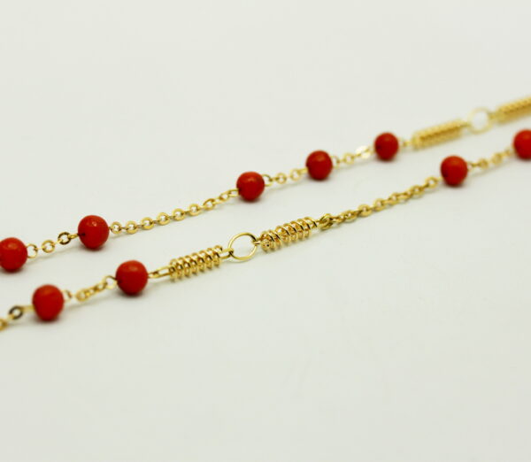 Mediterranean coral bead necklace - K.18 gold - Image 2