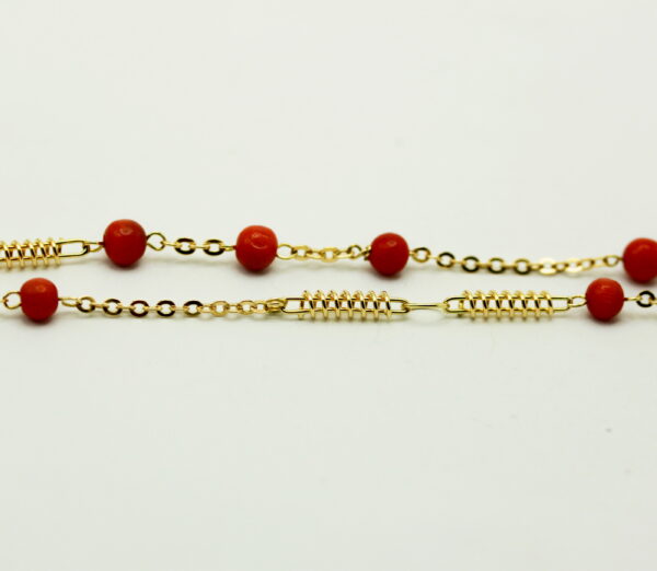 Mediterranean coral bead necklace - K.18 gold - Image 4