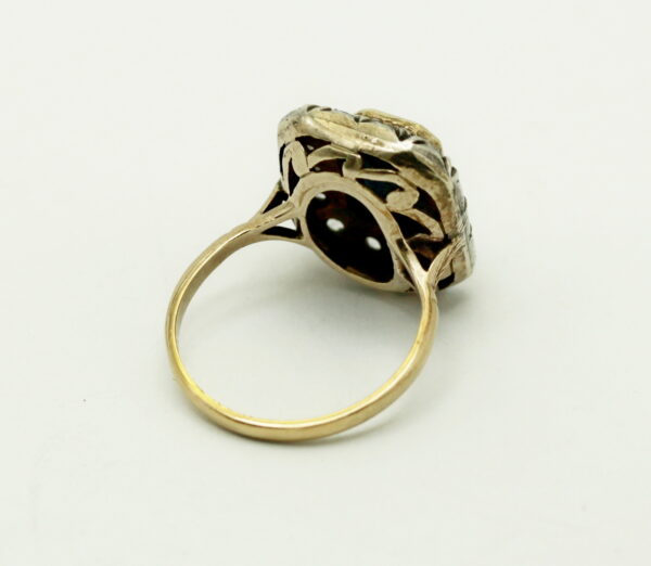 Vintage sapphire and rose diamond ring - K.18 gold/silver - Image 5