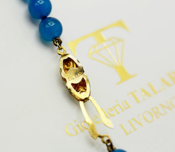 Collana agata blu - chiusura argento dorato - immagine 4