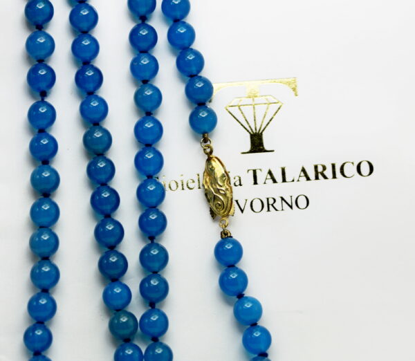 Blue agate necklace - gold-plated silver clasp