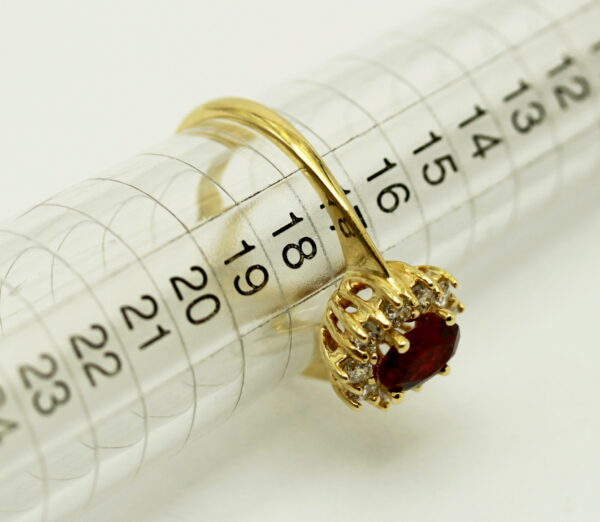 Red and white kubic zirconia daisy ring - 375‰ yellow gold - Image 4