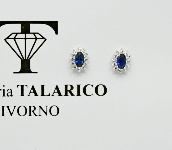 Orecchini margherita kubic zirconia blu e bianca – oro 375%