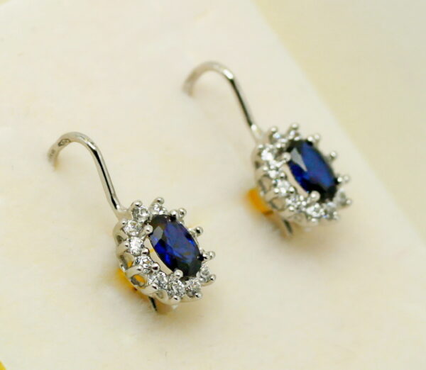 Blue and white zirconia kubic necklace earrings - 375% gold - Image 2