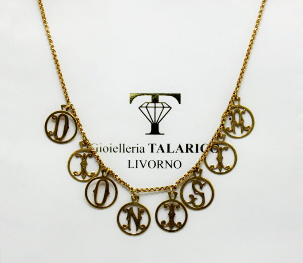 Collana con 8 pendenti nome DIONISIA - oro K.18 - immagine 3