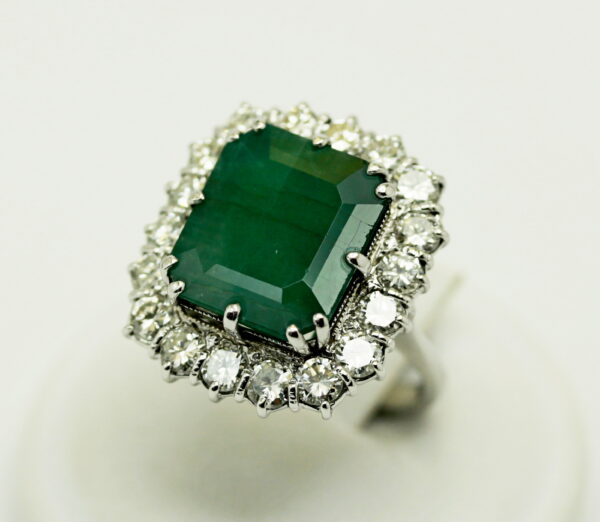 Emerald and diamond ring - 750‰ white gold - Image 2