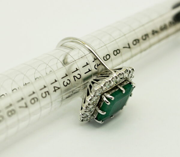 Emerald and diamond ring - 750‰ white gold - Image 3