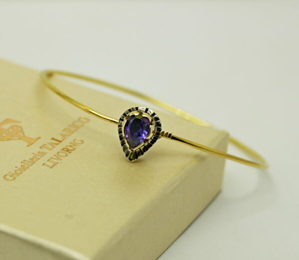 Rigid bracelet with "drop-cut amethyst" - 750‰ gold