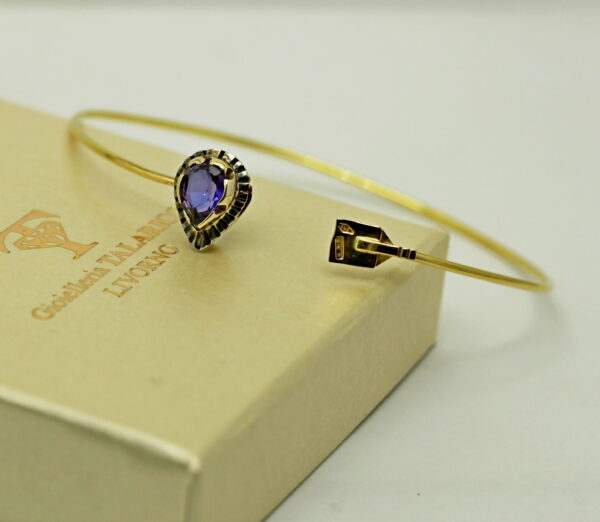 Rigid bracelet with "drop-cut amethyst" - 750‰ gold - Image 2