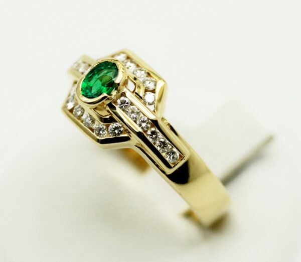 Emerald and diamond ring - 750‰ yellow gold - Image 3