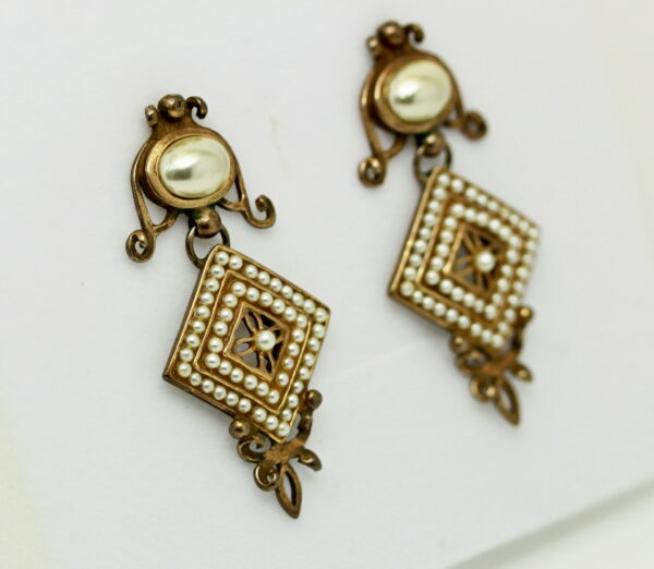 Vintage beaded dangle earrings - 925‰ sterling silver - Image 3